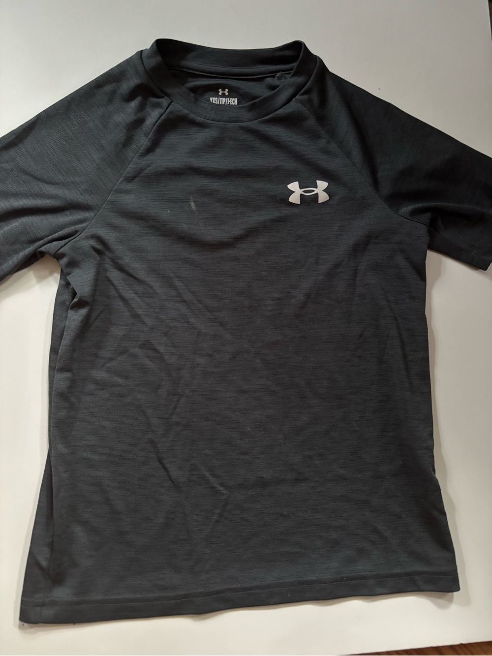 Boys Under Armour Black Short Sleeve Performance Tee with White Logo